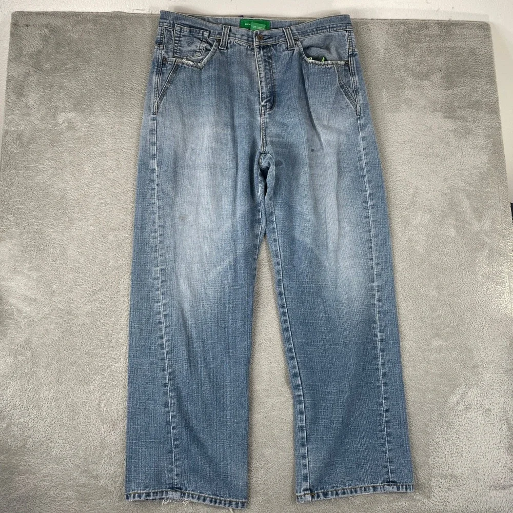 Rocawear Jeans Mens 38x30 Blue Baggy Y2K Streetwear Embroidered Hip Hop Denim